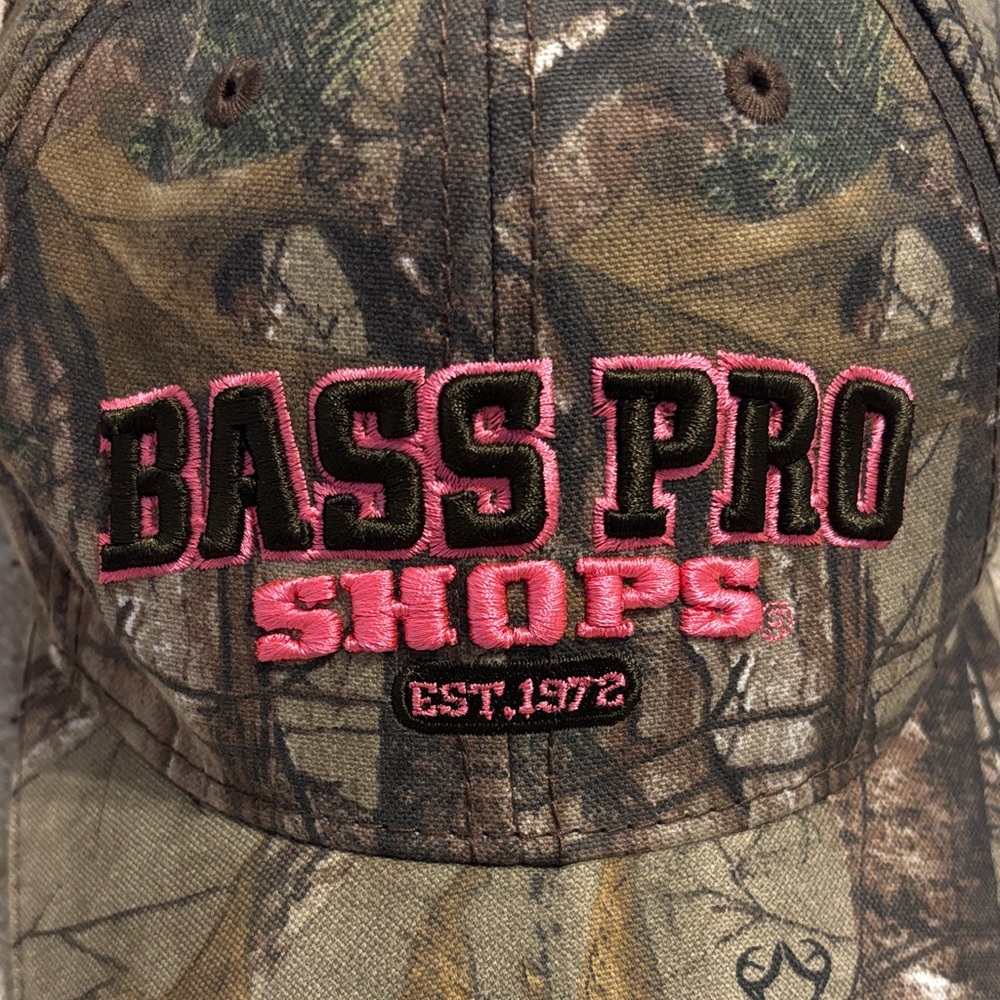 Bass Pro Shops Camo Cap with Pink Embroidery - Picture 2 of 6